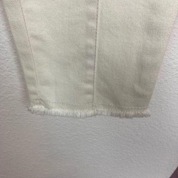 LOFT NWT cream pants w/zipper pockets and unfinished hem chic for season - Picture 4 of 11